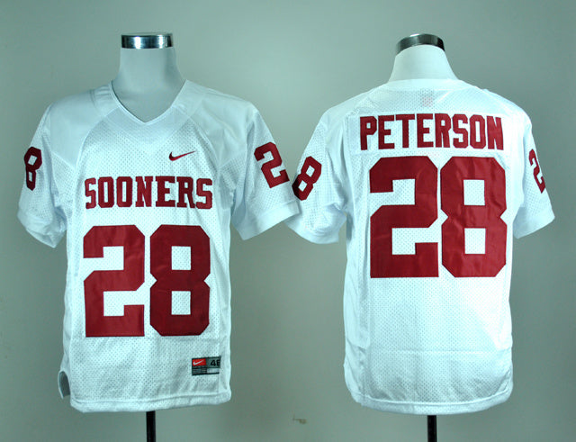 Adrian Peterson 28 White College Football Jersey football jersey product view 1