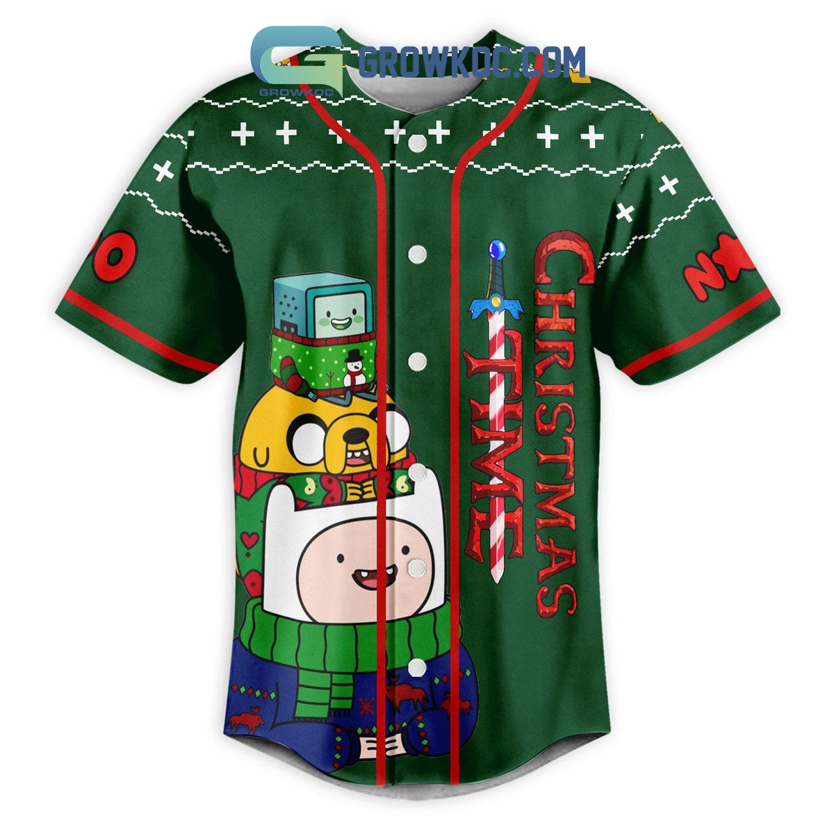 Adventure Time Christmas Holiday Personalized Baseball Jersey baseball jersey product view 2