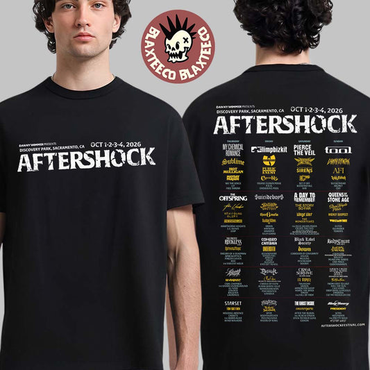 Aftershock 2026 Festival Full Lineup At Discovery Park In Sacramento California On October 1 2 3 4 2026 Two Sided T-Shirt - T-Shirt, Sweatshirt, Hoodie