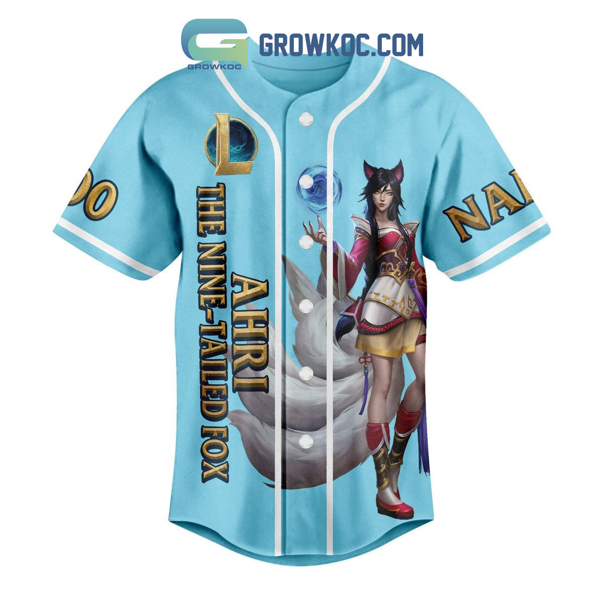 Ahri The Nine Tailed Fox Personalized Baseball Jersey baseball jersey product view 2