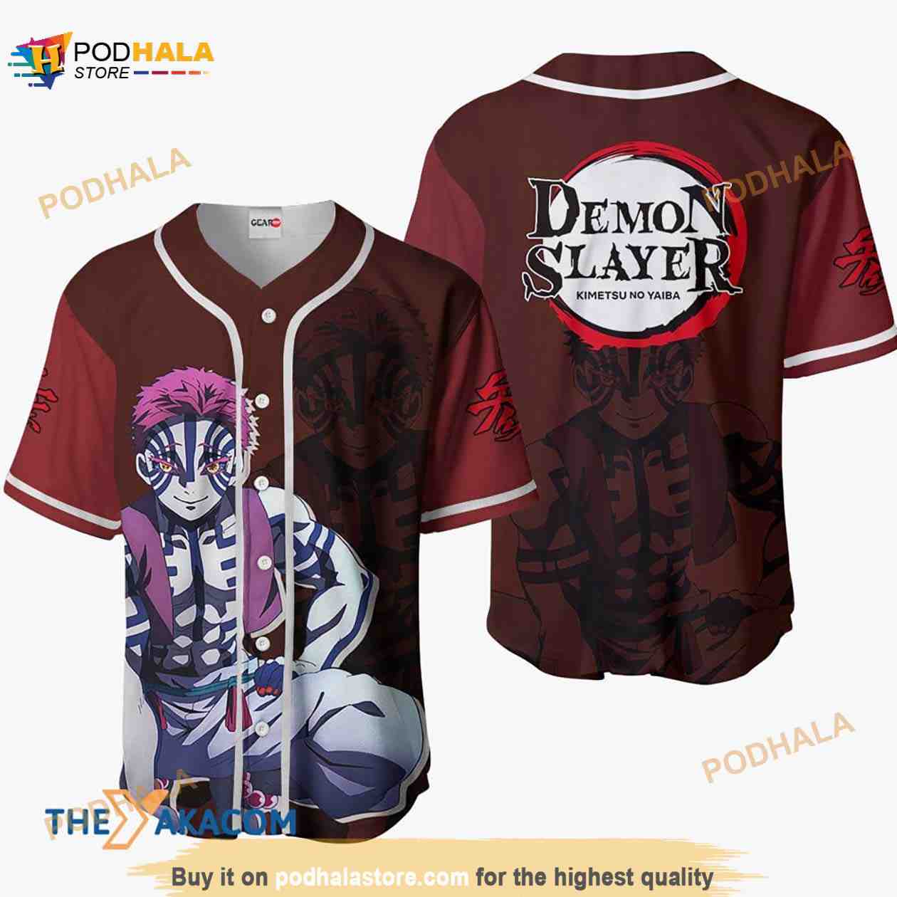 Akaza Kimetsu Anime Gift Christmas For Fan 3D Baseball Jersey Shirt baseball jersey product view 1