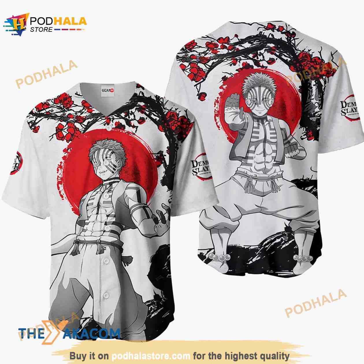 Akaza Kimetsu Anime Japan Style Gift Christmas For Fan 3D Baseball Jersey Shirt baseball jersey product view 1