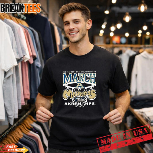 Akron Zips March Madness 2026 Mens Basketball Fan T-Shirt Unisex T-shirt, Sweatshirt, Hoodie, Long Sleeve Tee - T-Shirt, Sweatshirt, Hoodie