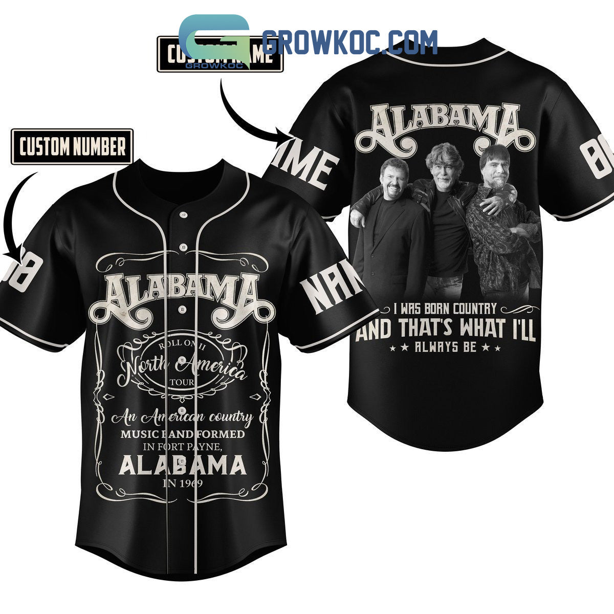 Alabama I Was Born Country And That’s What I’ll Always Be Personalized Baseball Jersey baseball jersey product view 1