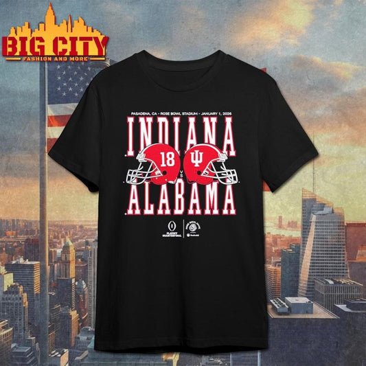 Alabama vs Indiana 2025 2026 Rose Bowl Game Helmet Matchup Shirt Unisex T-shirt, Sweatshirt, Hoodie, Long Sleeve Tee - T-Shirt, Sweatshirt, Hoodie