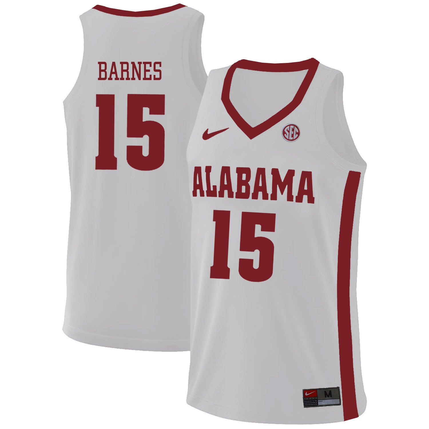 Alabama Barnes 15 White College Football Jersey football jersey product view 1