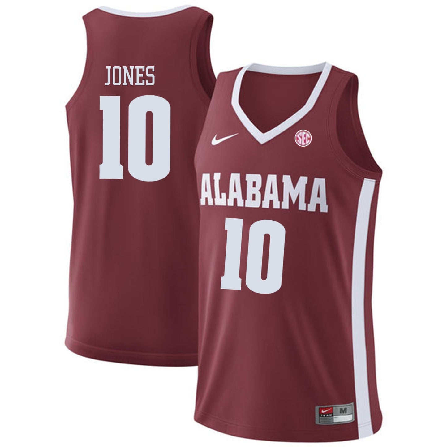 Alabama Jones 10 Red College Football Jersey football jersey product view 1