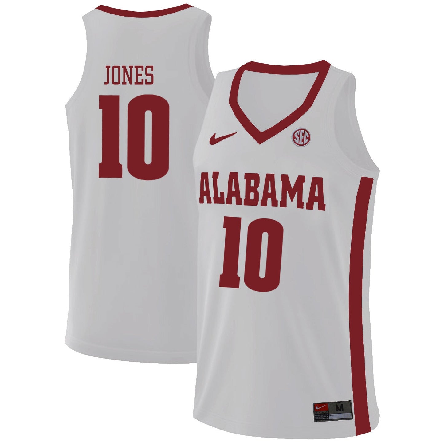 Alabama Jones 10 White College Football Jersey football jersey product view 1