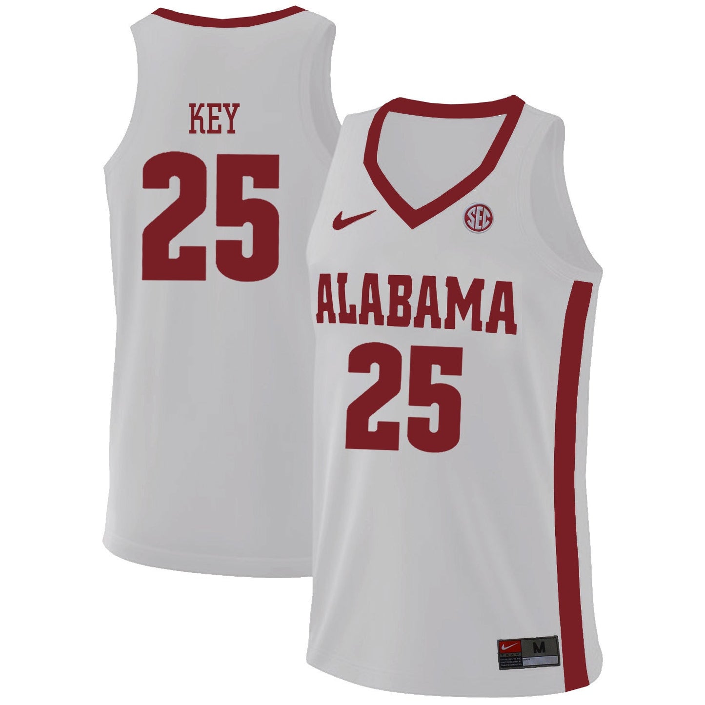 Alabama Key 25 White College Football Jersey football jersey product view 1