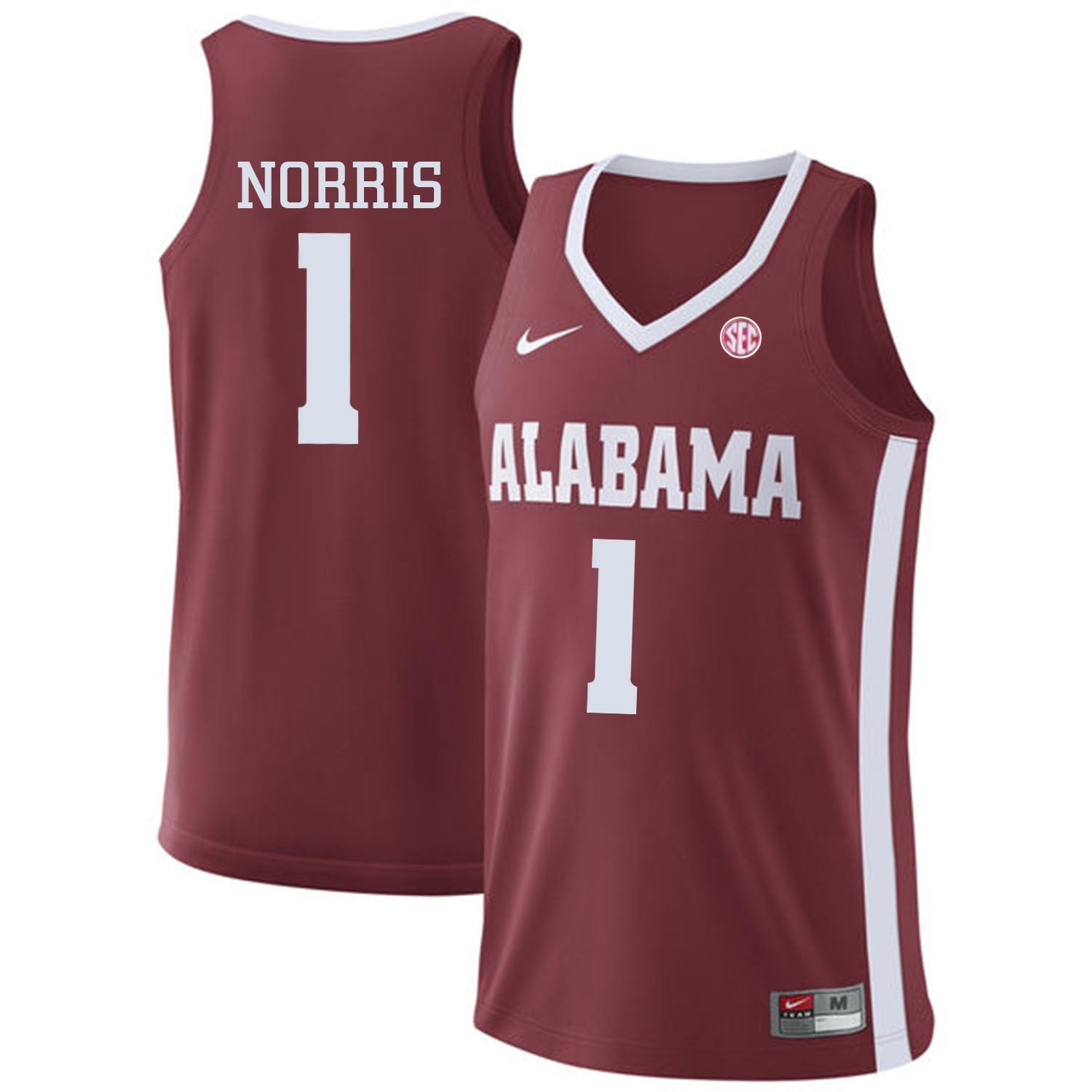 Alabama Norris 1 Red College Football Jersey football jersey product view 1