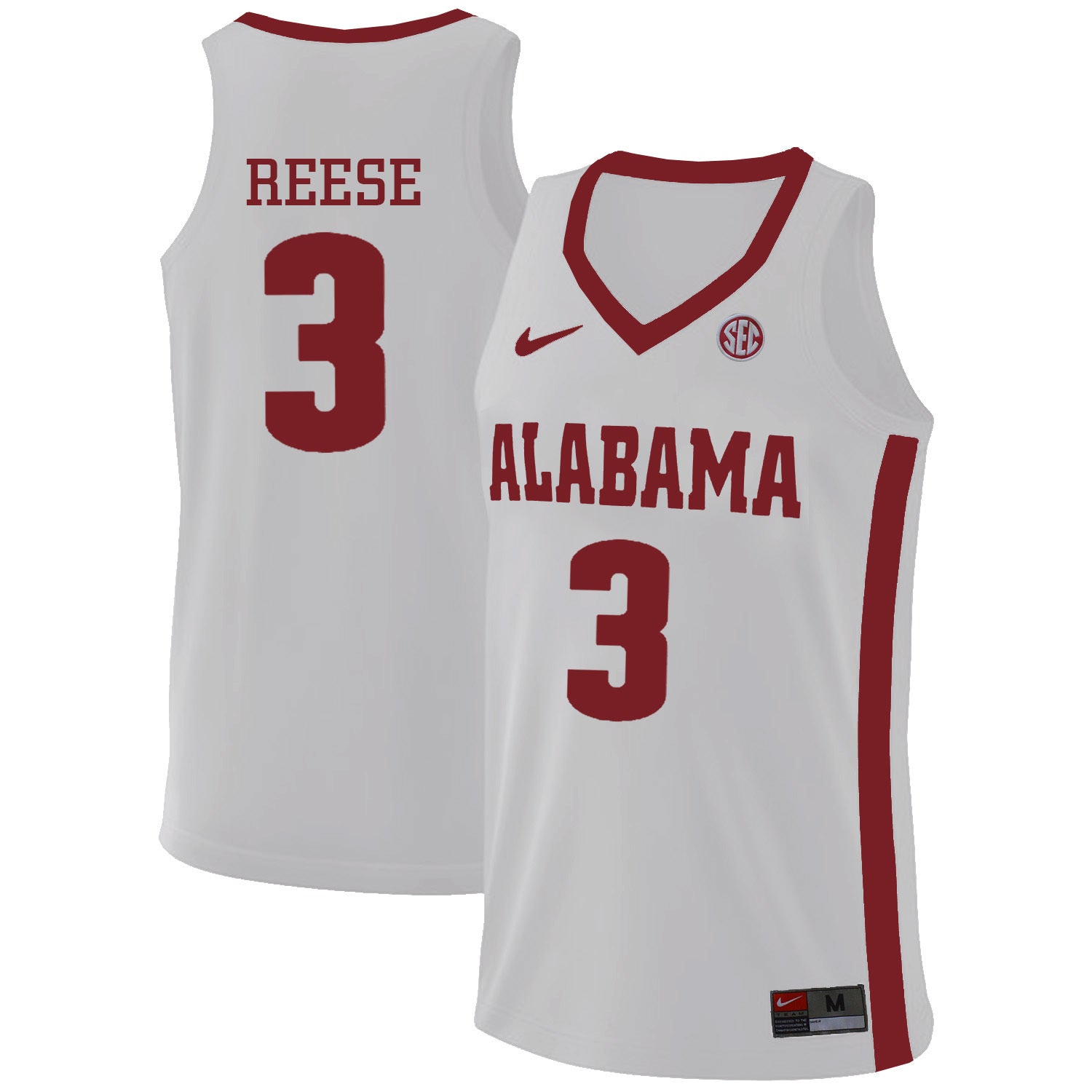 Alabama Reese 3 White College Football Jersey football jersey product view 1