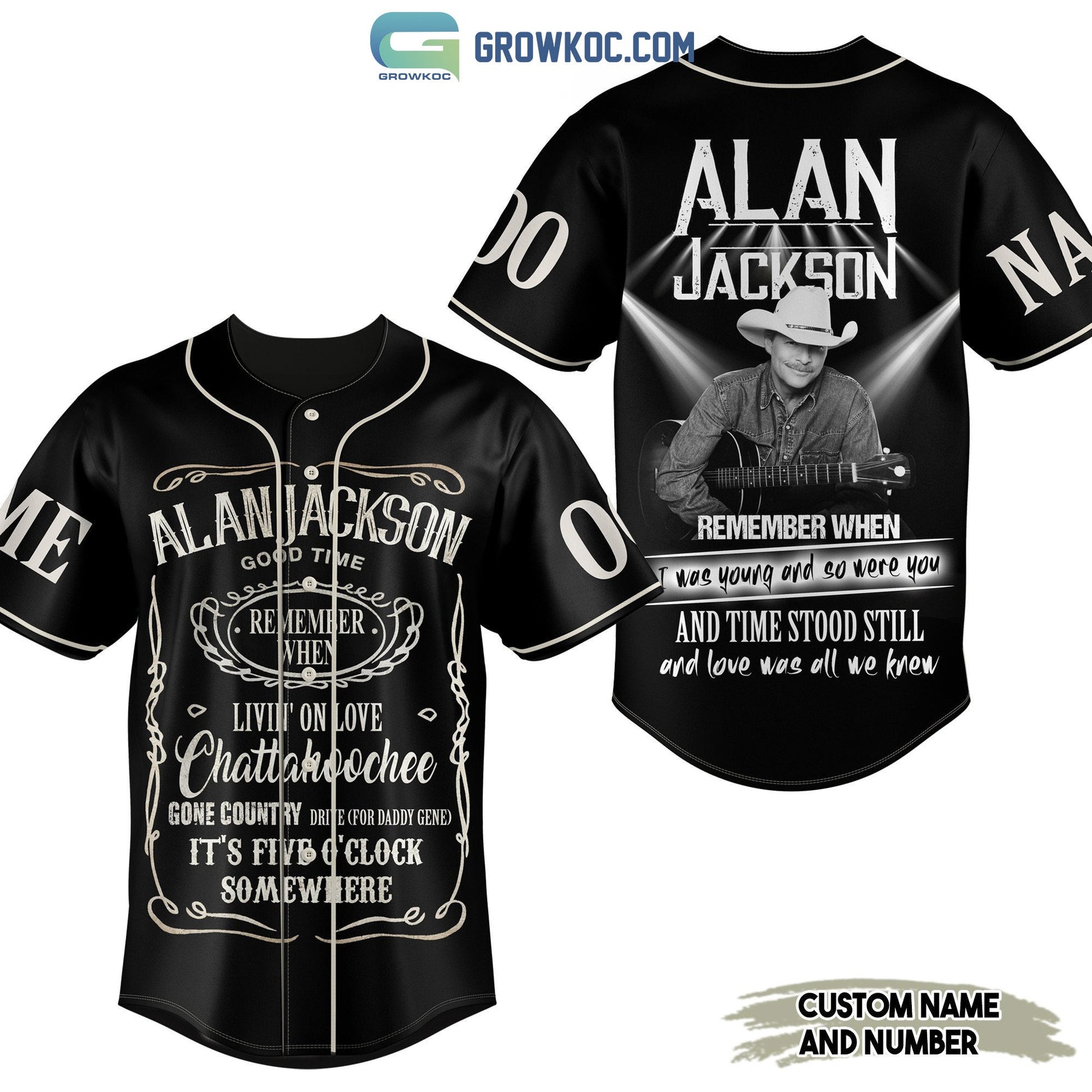 Alan Jackson Remember When Country Music Personalized Baseball Jersey baseball jersey product view 1