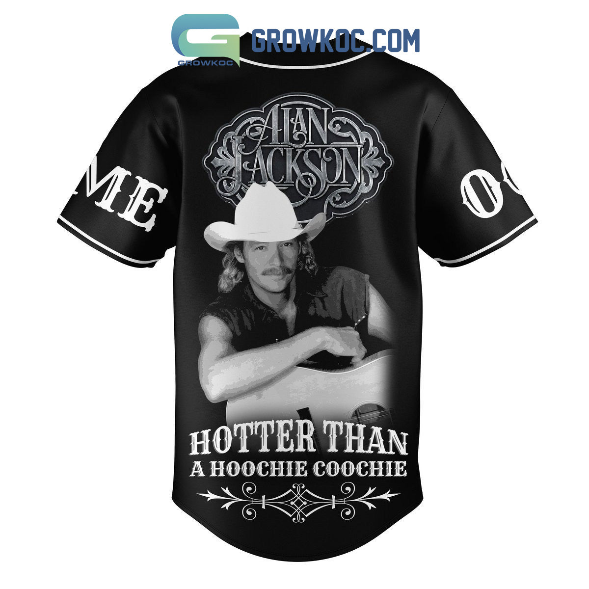 Alan Jackson She’s Gone Country Hotter Than A Hoochie Coochie Personalized Baseball Jersey baseball jersey product view 3