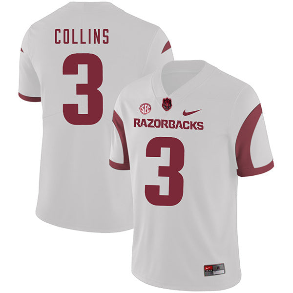 Alex Collins 3 White College Football Jersey football jersey product view 1