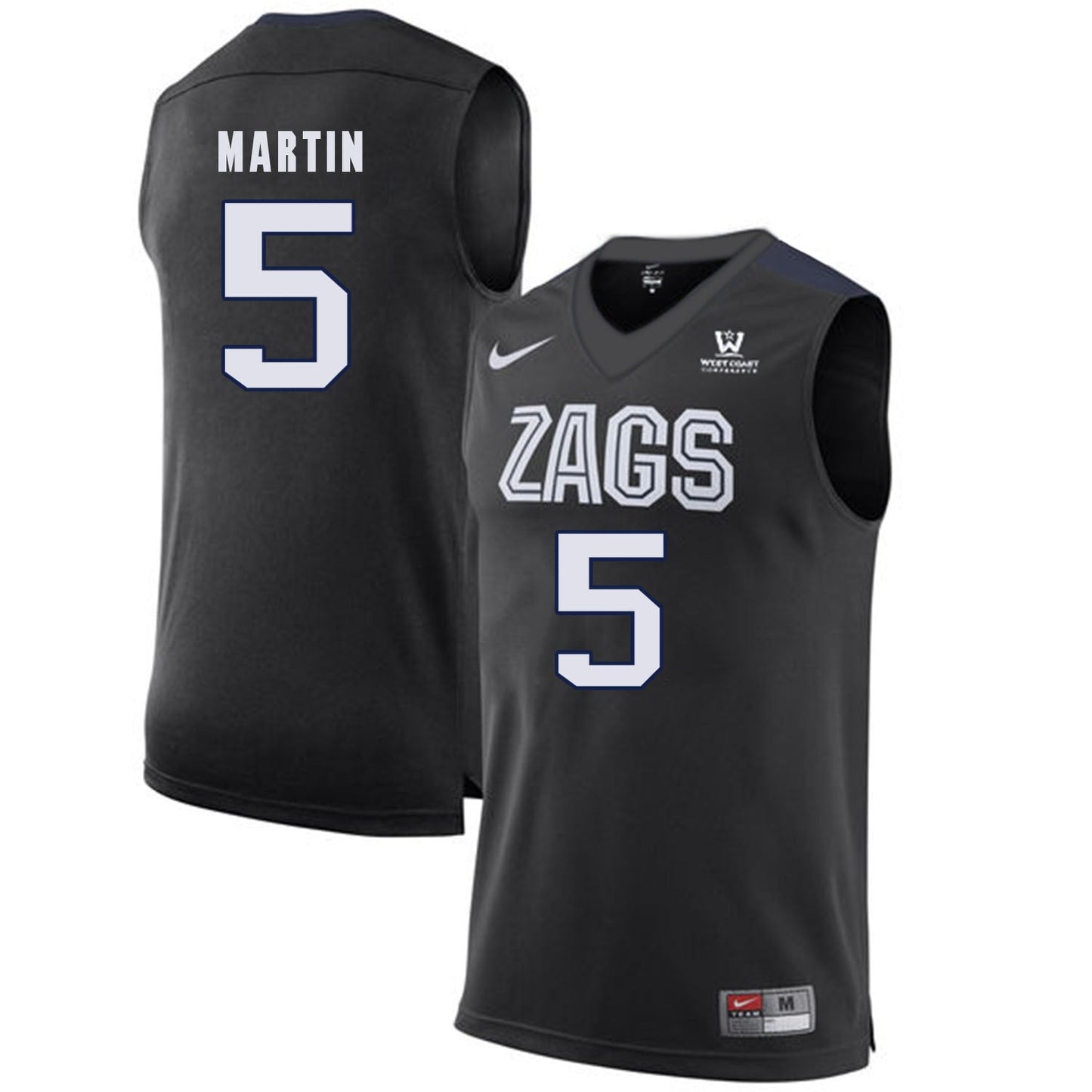 Alex Martin 5 Black College Football Jersey football jersey product view 1
