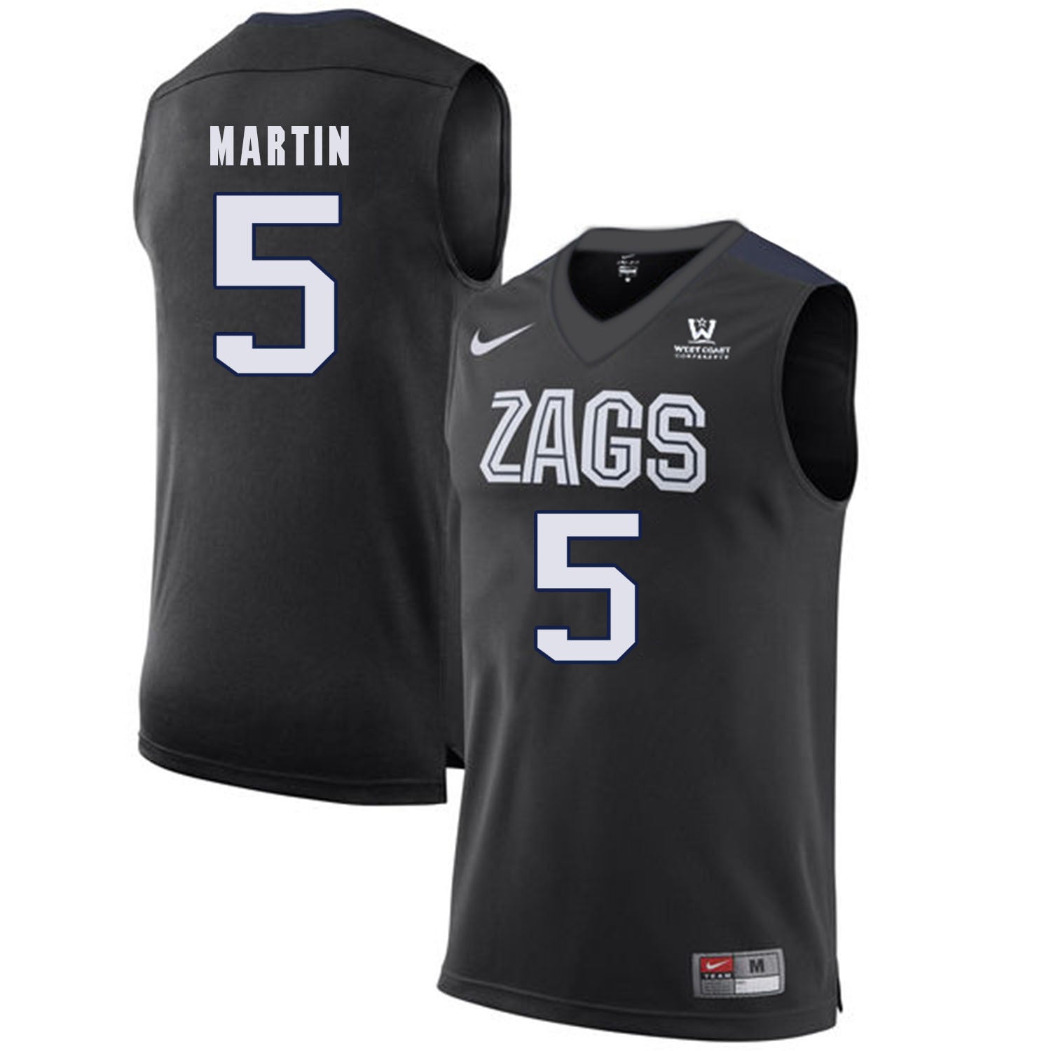 Alex Martin 5 Black College Football Jersey football jersey product view 1