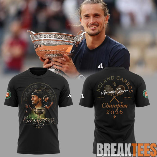 Alexander Zverev 2026 Roland-Garros Champions Shirt Unisex T-shirt, Sweatshirt, Hoodie, Long Sleeve Tee - T-Shirt, Sweatshirt, Hoodie