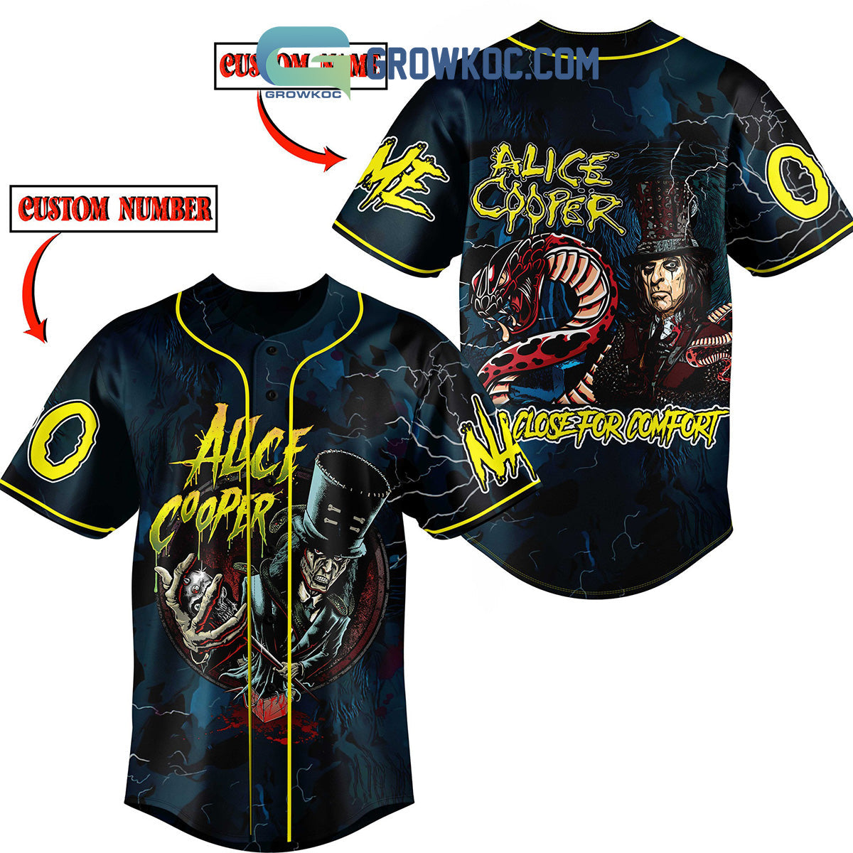 Alice Cooper Comfort Fan Personalized Baseball Jersey baseball jersey product view 1