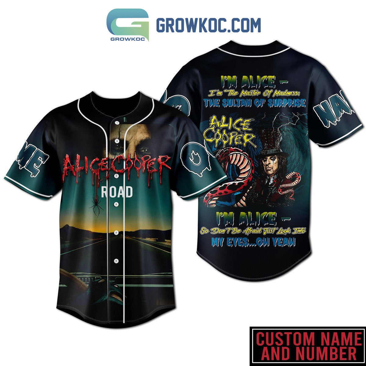 Alice Cooper I’m The Master Of Madness The Sultan Of Surprise Personalized Baseball Jersey baseball jersey product view 1