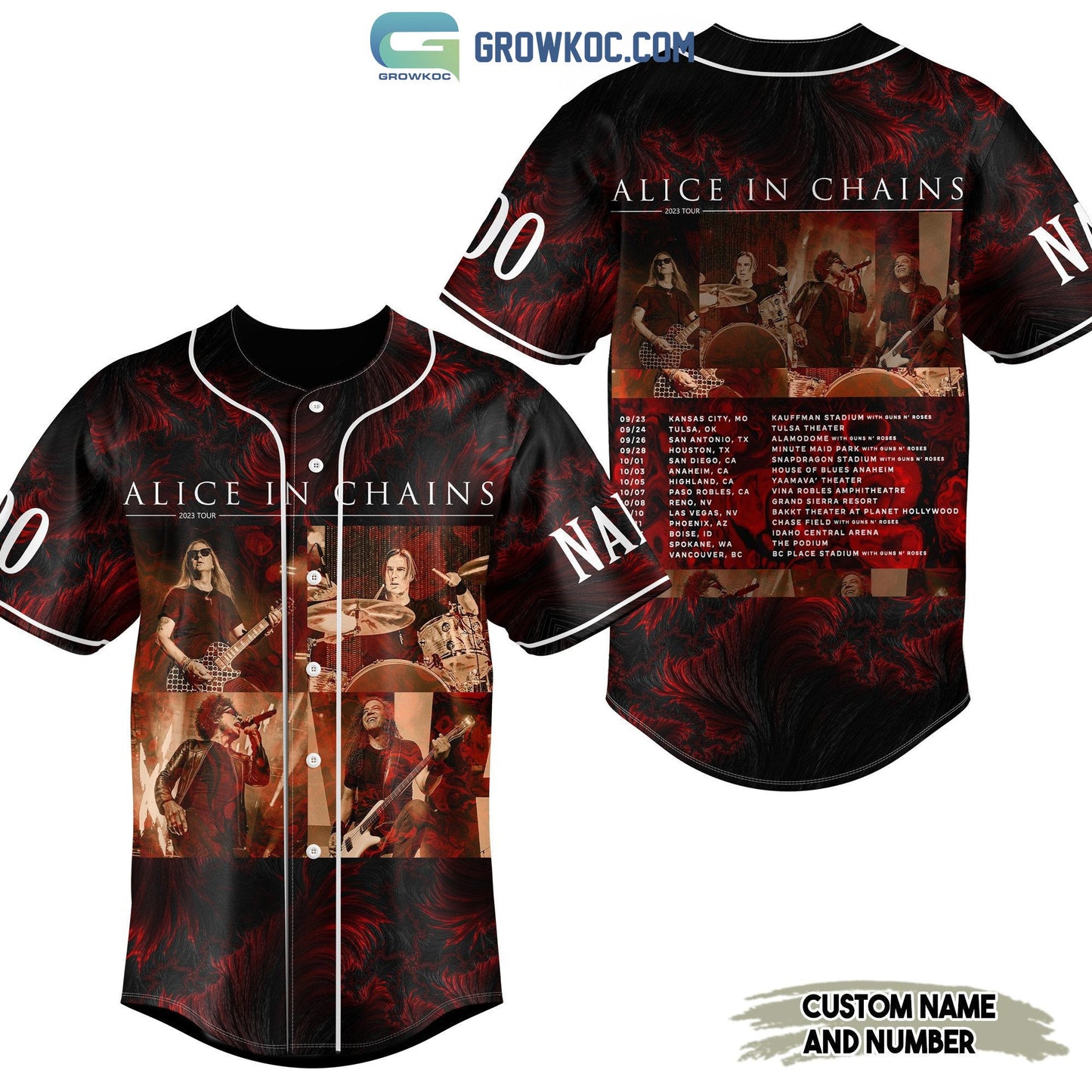Alice In Chains 2023 Tour Personalized Baseball Jersey baseball jersey product view 3