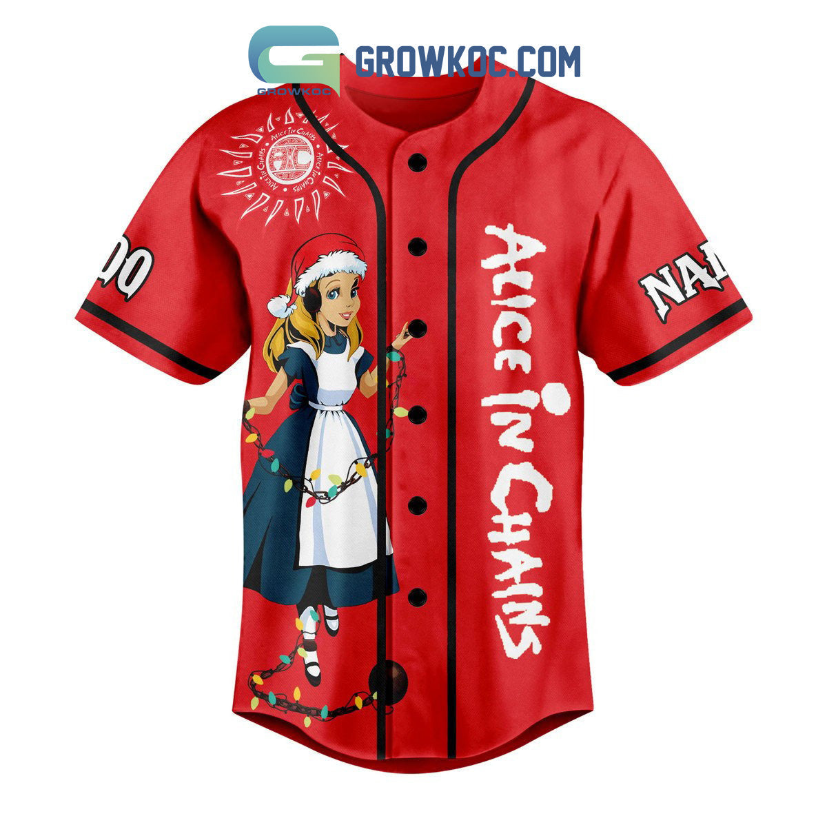 Alice In Chains Wish You A Grunge Christmas Winter Holiday Custom Name Number Personalized Baseball Jersey baseball jersey product view 2