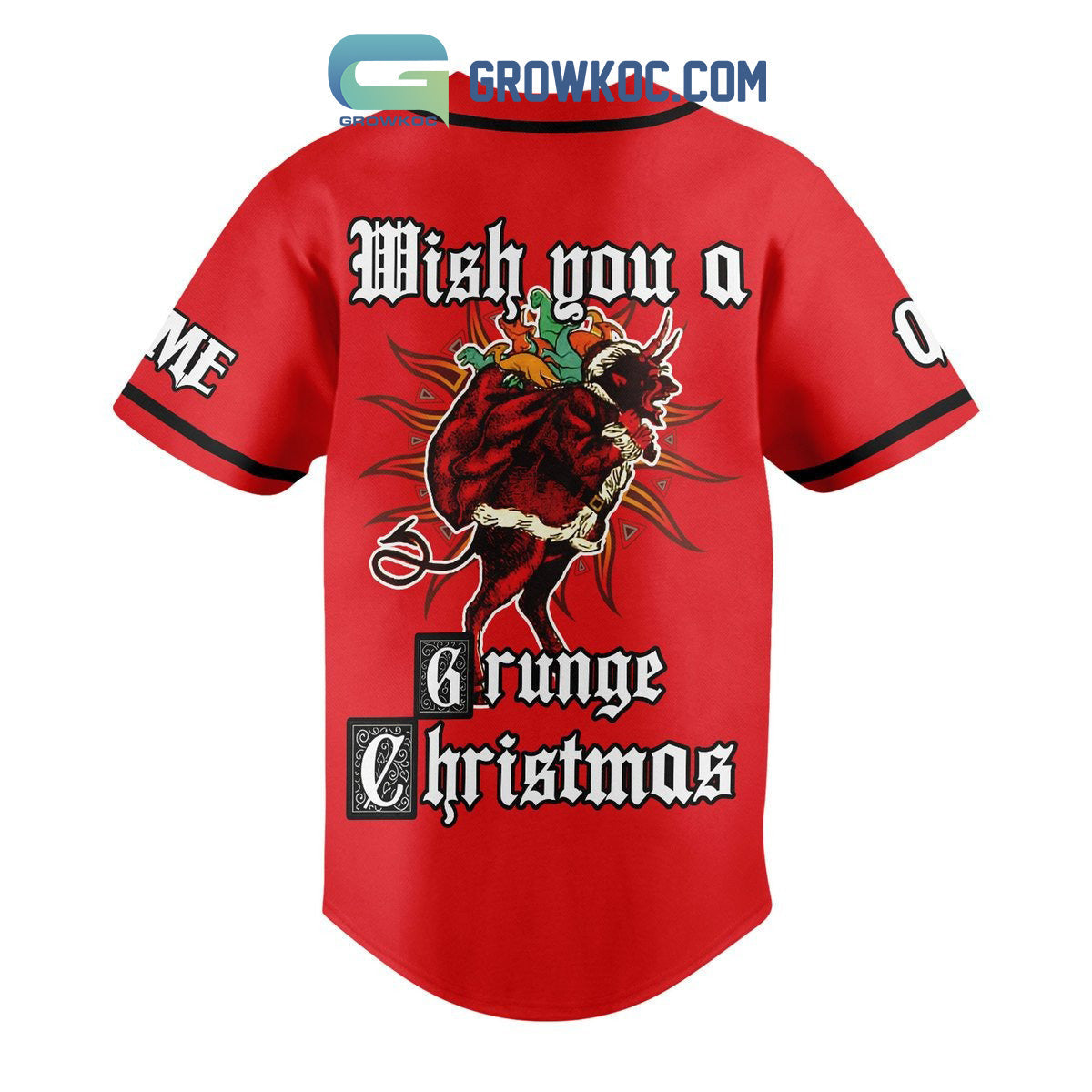 Alice In Chains Wish You A Grunge Christmas Winter Holiday Custom Name Number Personalized Baseball Jersey baseball jersey product view 3