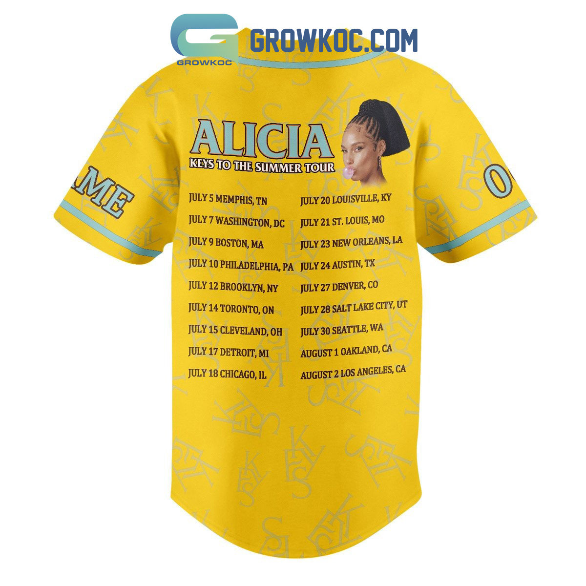 Alicia Keys To The Summer Tour Personalized Baseball Jersey baseball jersey product view 3