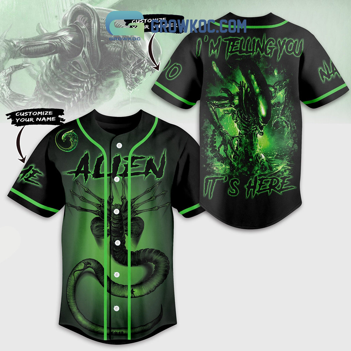 Alien I’m Telling You It’s Here Personalized Baseball Jersey baseball jersey product view 1