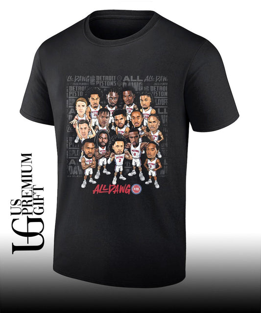 All Dawg Detroit Pistons NBA Playoffs 2026 caricatures shirt Unisex T-shirt, Sweatshirt, Hoodie, Long Sleeve Tee - T-Shirt, Sweatshirt, Hoodie