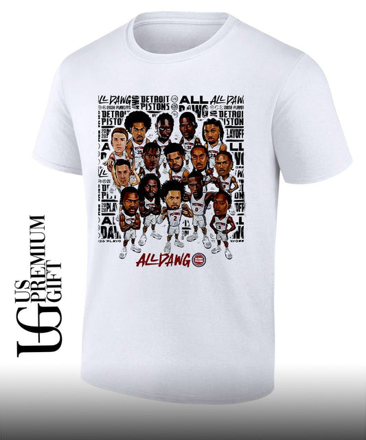All Dawg Detroit Pistons basketball Playoffs 2026 caricature shirt Unisex T-shirt, Sweatshirt, Hoodie, Long Sleeve Tee - T-Shirt, Sweatshirt, Hoodie