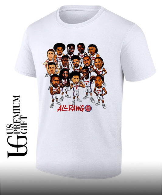 All Dawg Detroit Pistons basketball Team NBA Playoffs 2026 caricature shirt Unisex T-shirt, Sweatshirt, Hoodie, Long Sleeve Tee - T-Shirt, Sweatshirt, Hoodie
