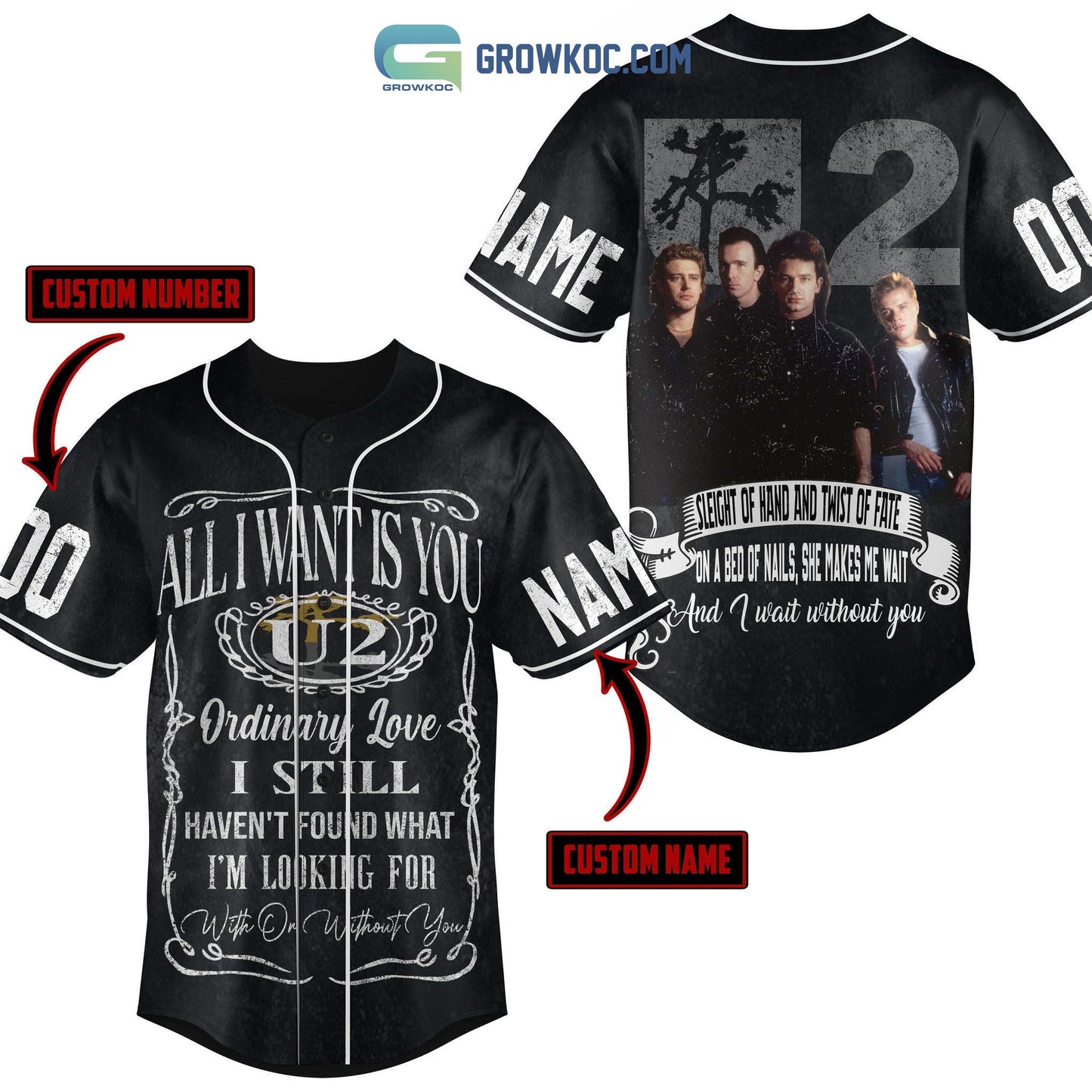 All I Want Is You U2 I Still Haven’t Found What I’m Looking For With Or Without You Personalized Baseball Jersey baseball jersey product view 2