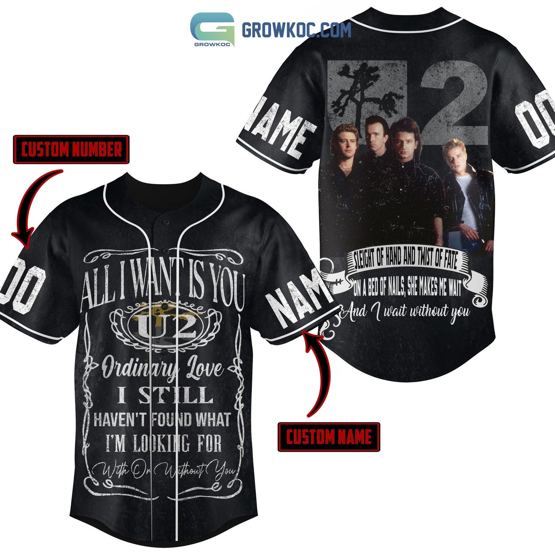 All I Want Is You U2 I Still Haven’t Found What I’m Looking For With Or Without You Personalized Baseball Jersey baseball jersey product view 2