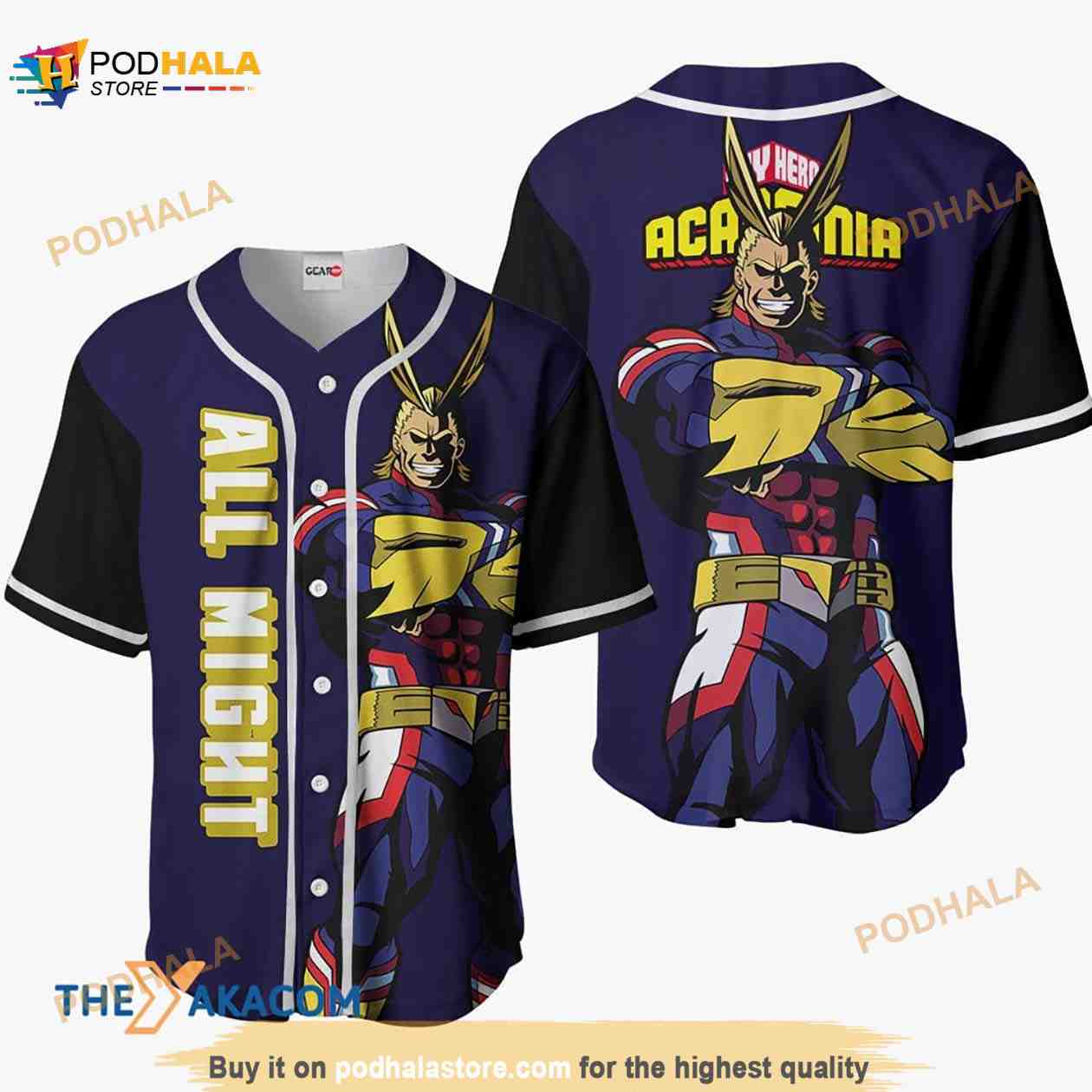 All Might My Hero Academia Anime Gift Christmas For Fan 3D Baseball Jersey Shirt baseball jersey product view 1