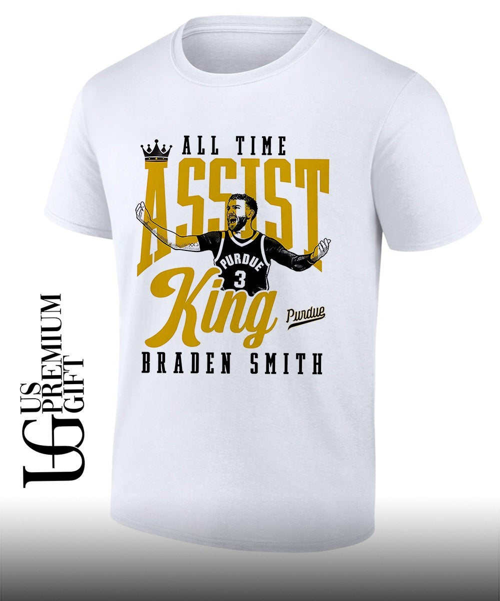 All-Time Assist King Braden Smith Purdue Boilermakers Basketball graphic shirt Unisex T-shirt, Sweatshirt, Hoodie, Long Sleeve Tee - T-Shirt, Sweatshirt, Hoodie