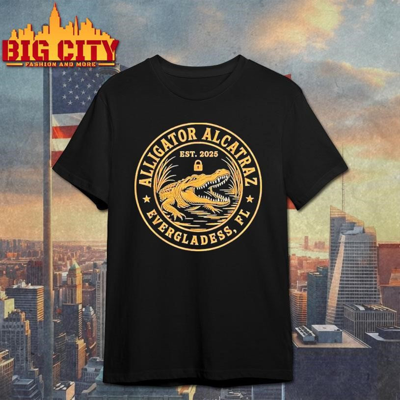Alligator Alcatraz Florida Everglades Parody Est 2025 Shirt Unisex T-shirt, Sweatshirt, Hoodie, Long Sleeve Tee - T-Shirt, Sweatshirt, Hoodie