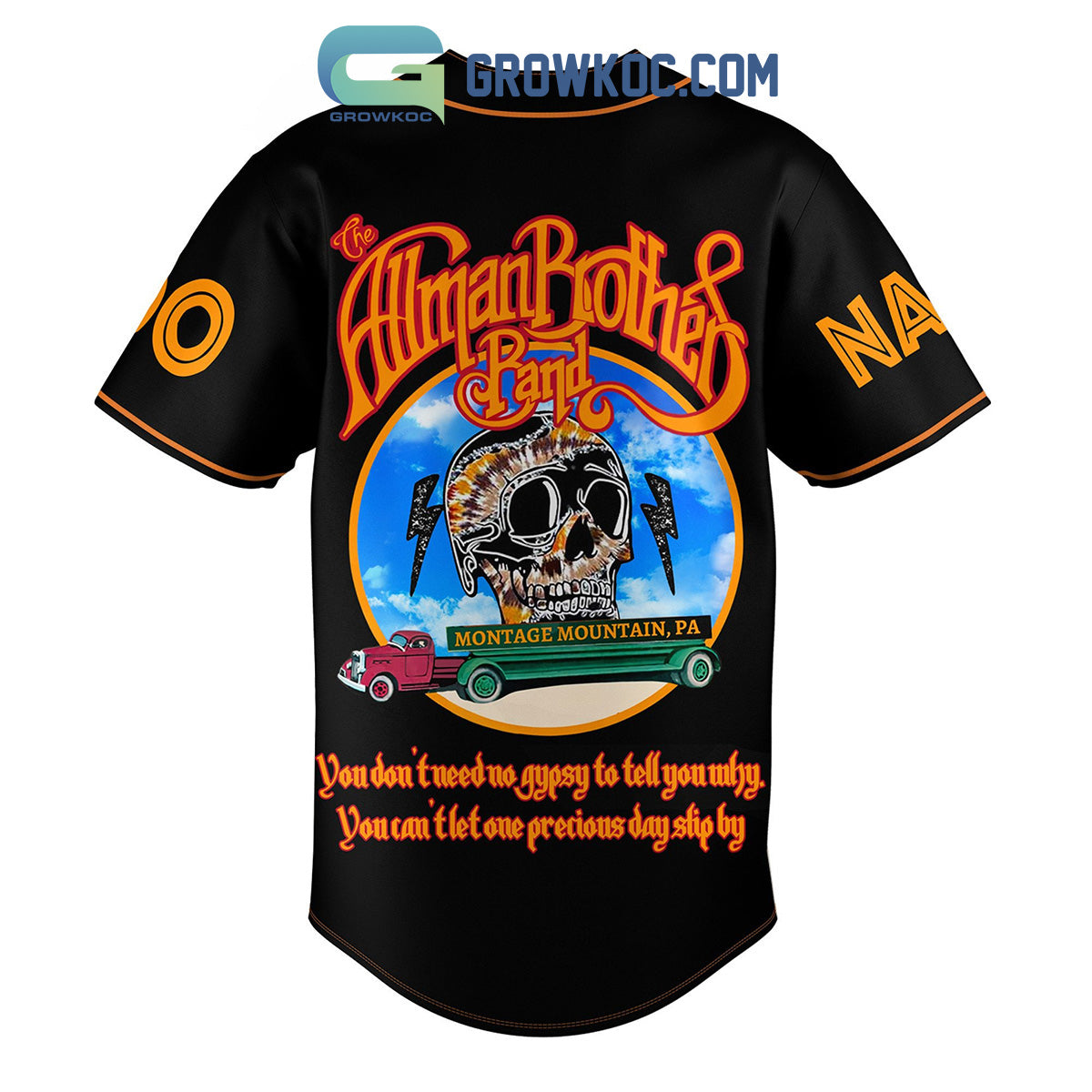 Allman Brothers Band You Don’t Need No Gypsy To Tell You Why Personalized Baseball Jersey baseball jersey product view 3