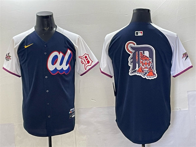 American League Detroit Tigers Team Big Logo Navy Alternate 2025 All-Star Edition Baseball Jersey baseball jersey product view 1