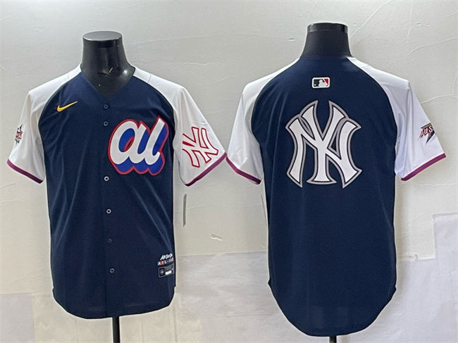 American League New York Yankees Team Big Logo Navy Alternate 2025 All-Star Baseball Jersey baseball jersey product view 1