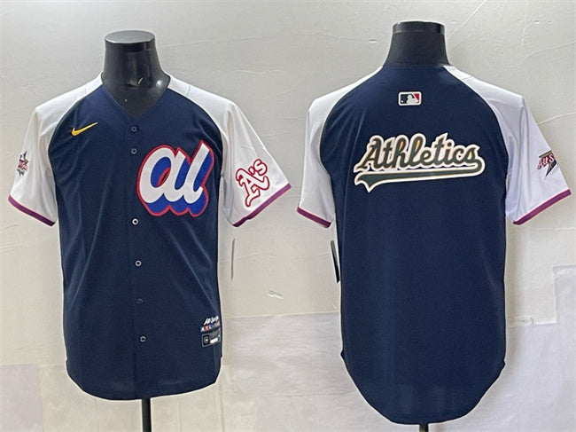 American League Oakland Athletics Team Big Logo Navy Alternate 2025 All-Star Edition Baseball Jersey baseball jersey product view 1