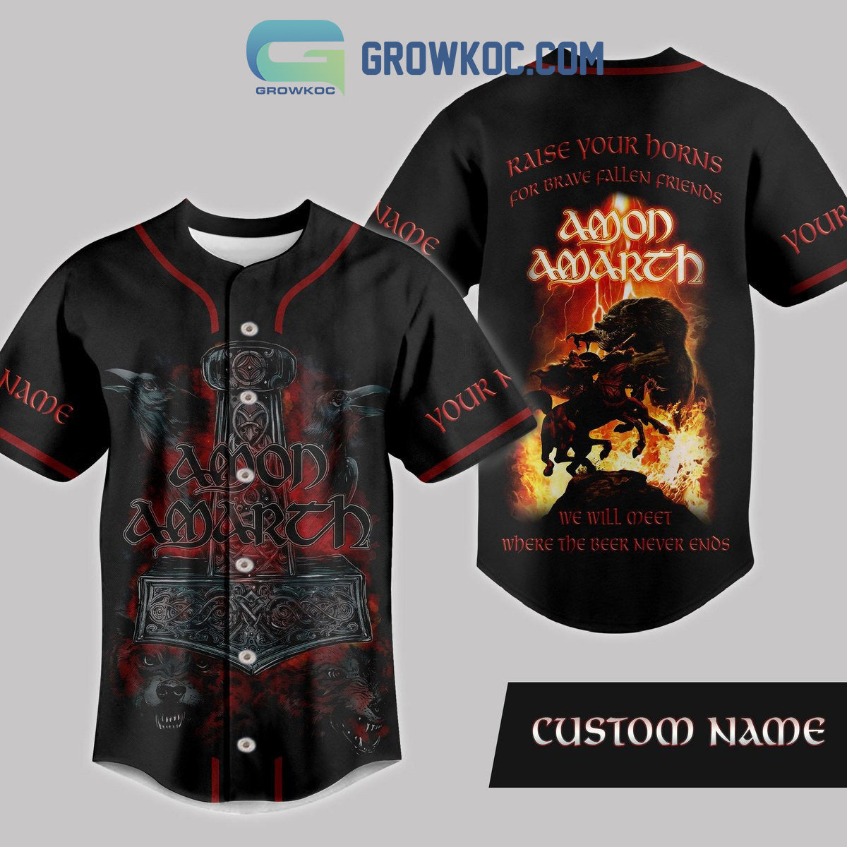 Amon Amarch Raise Your Horns For Brave Fallen Friends Personalized Baseball Jersey baseball jersey product view 1