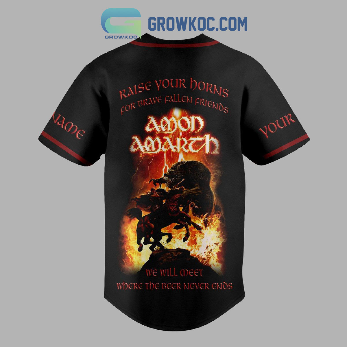 Amon Amarch Raise Your Horns For Brave Fallen Friends Personalized Baseball Jersey baseball jersey product view 3