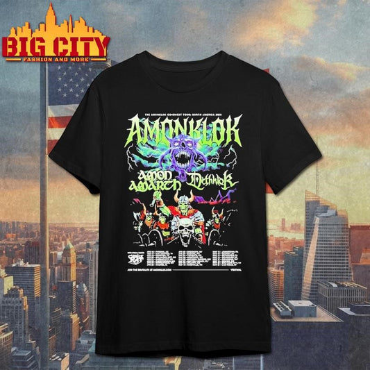 Amon Amarth And Dethklok Amonklok Conquest Tour North America 2026 Dates Shirt Unisex T-shirt, Sweatshirt, Hoodie, Long Sleeve Tee - T-Shirt, Sweatshirt, Hoodie