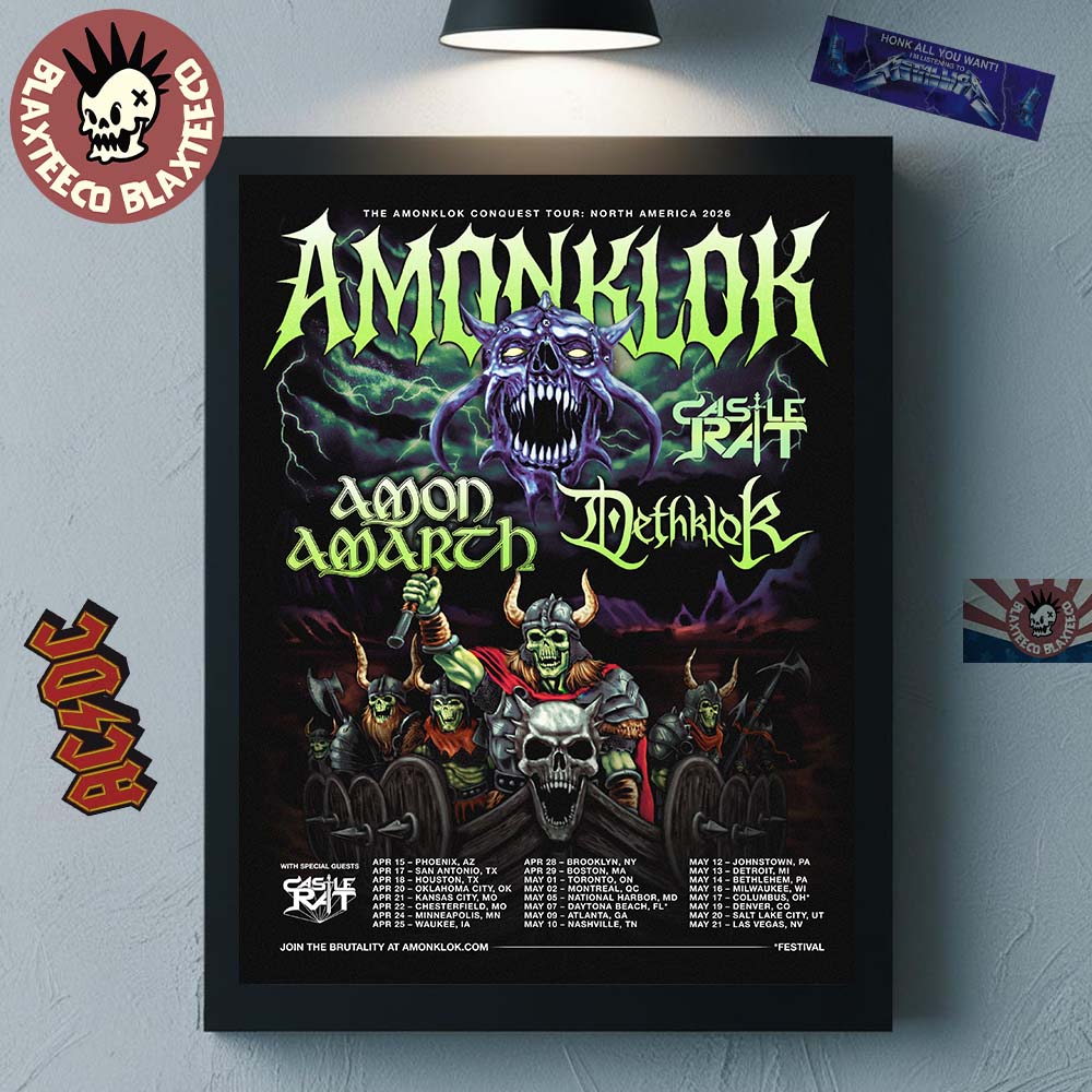 Amonklok Conquest Tour North America 2026 With Castle Rat Amon Amarth And Dethklok Home Decor Poster Canvas - T-Shirt, Sweatshirt, Hoodie