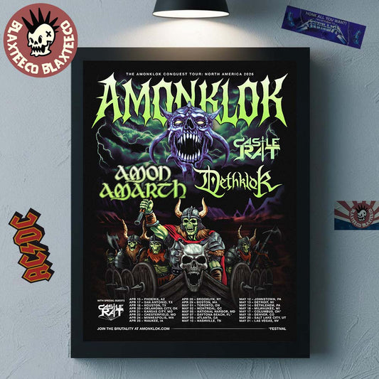 Amonklok Conquest Tour North America 2026 With Castle Rat Amon Amarth And Dethklok Home Decor Poster Canvas - T-Shirt, Sweatshirt, Hoodie