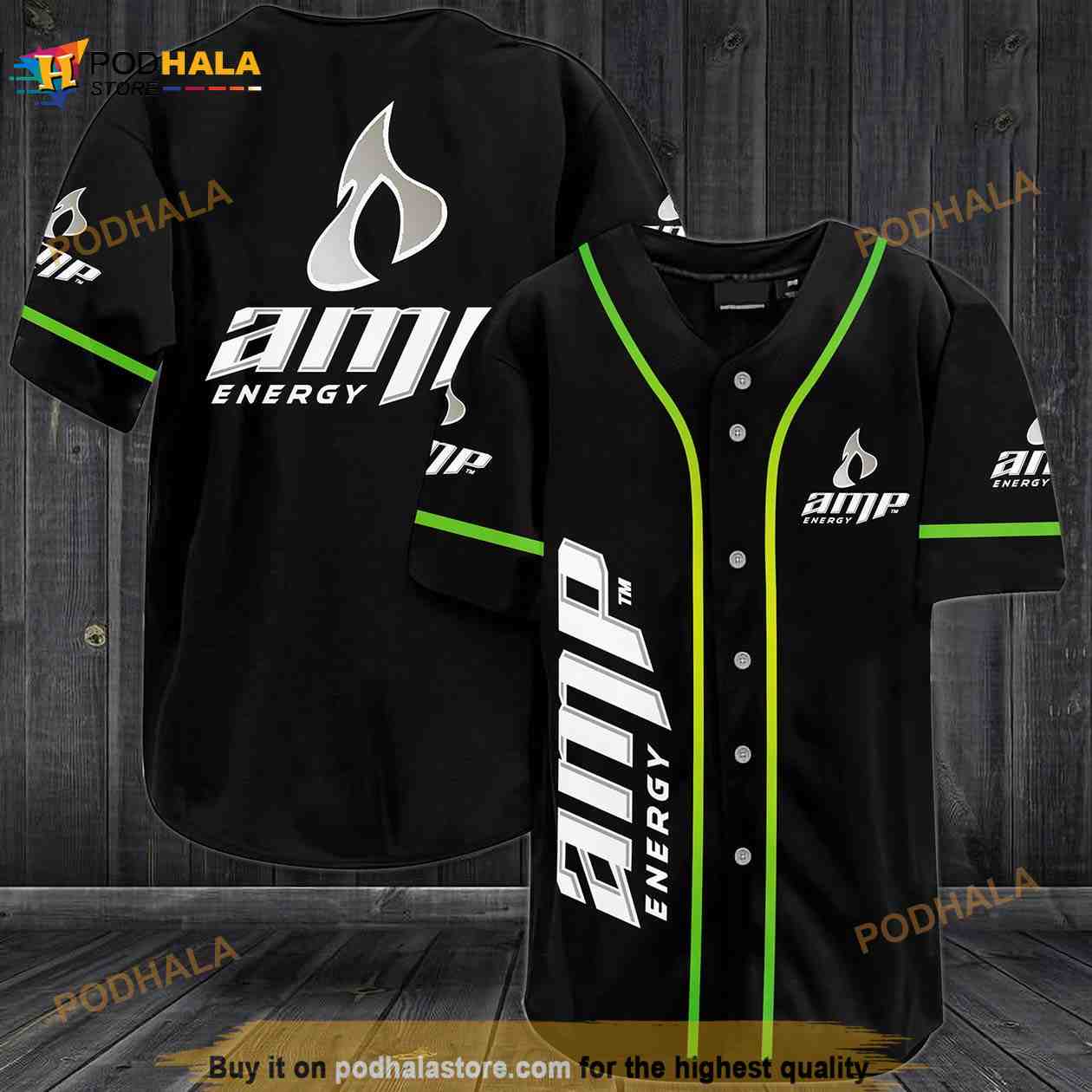 Amp Energy 3D Baseball Jersey Shirt baseball jersey product view 1