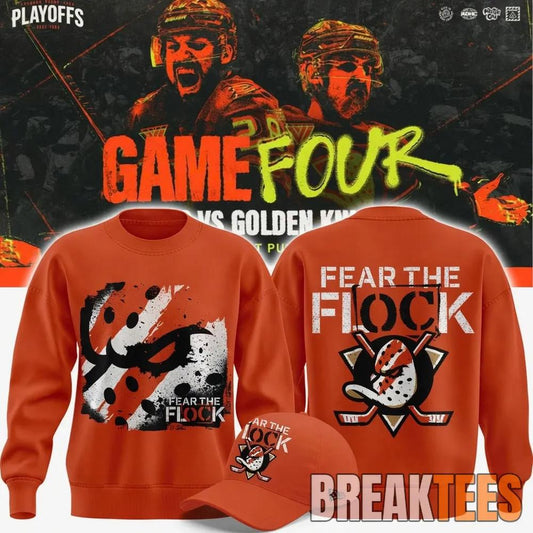 Anaheim Ducks 2026 Fear The Flock Playoff Game 4 Sweatshirt Unisex T-shirt, Sweatshirt, Hoodie, Long Sleeve Tee - T-Shirt, Sweatshirt, Hoodie