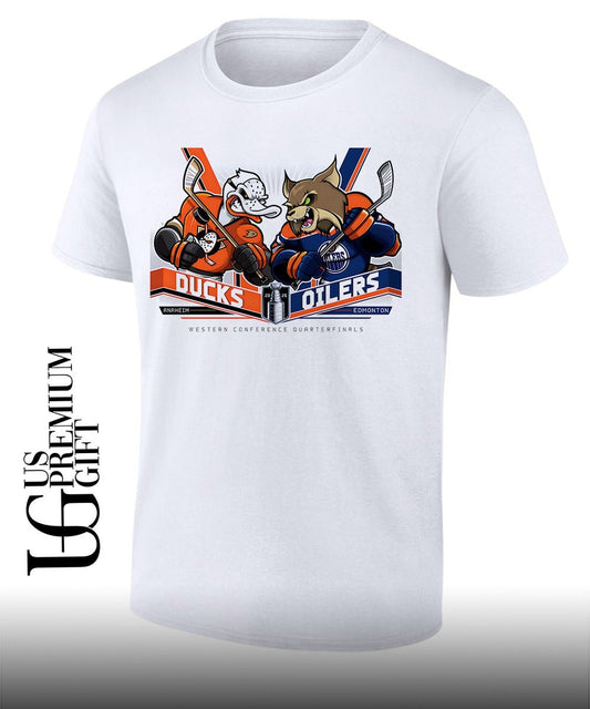 Anaheim Ducks vs Edmonton Oilers NHL Stanley Cup 2026 mascot shirt Unisex T-shirt, Sweatshirt, Hoodie, Long Sleeve Tee - T-Shirt, Sweatshirt, Hoodie