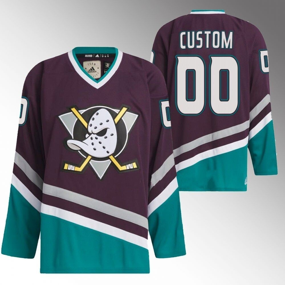 Anaheim Ducks Custom Black Team Classics 1993 Hockey Jersey hockey jersey product view 1