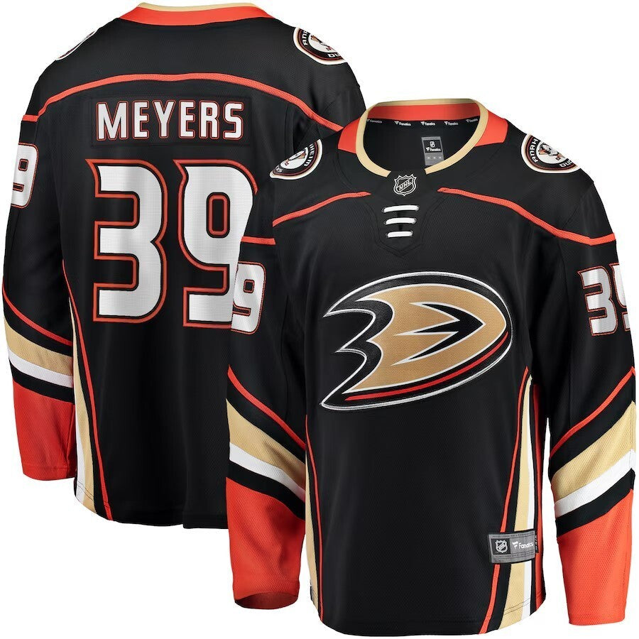 Anaheim Ducks #39 Ben Meyers Home Premier Breakaway Player Jersey - Black Hockey Jersey hockey jersey product view 1